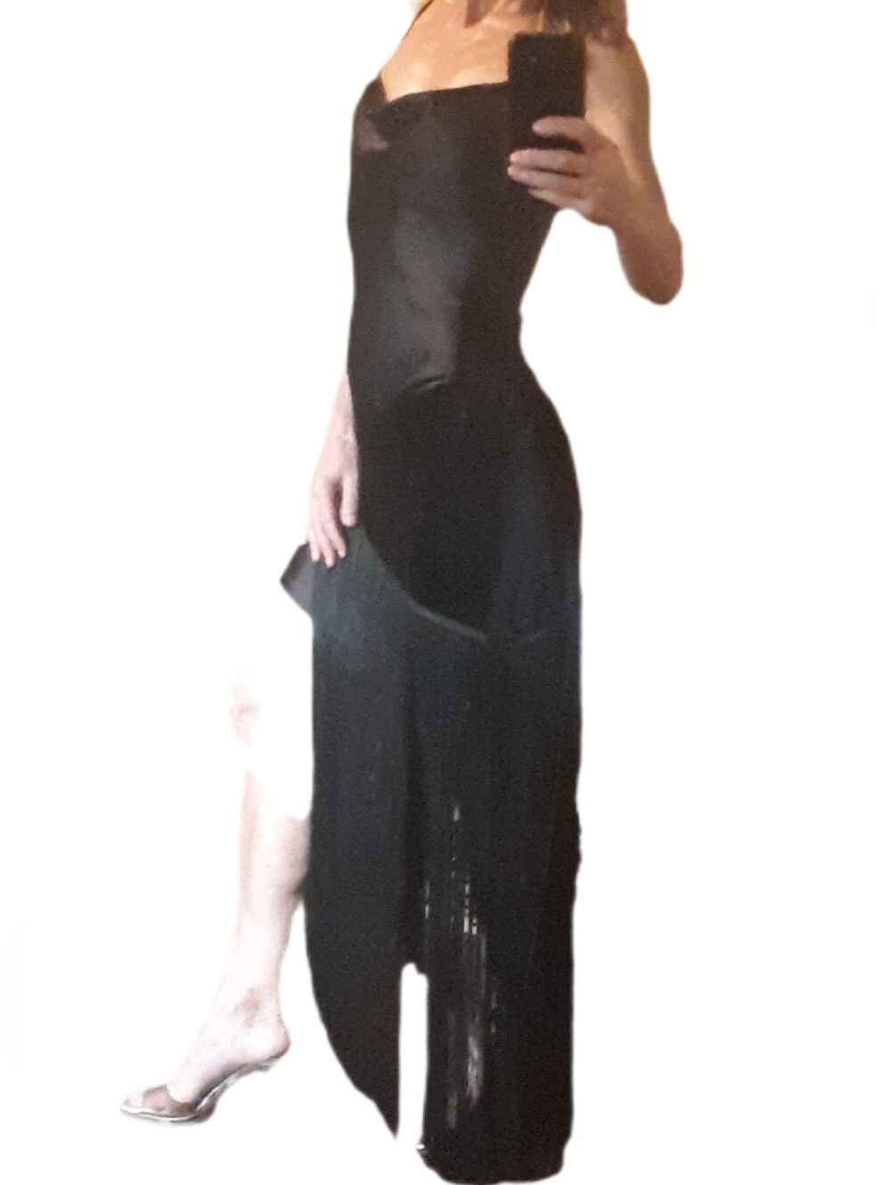 Zara Black High-Low Fringe Evening Dress